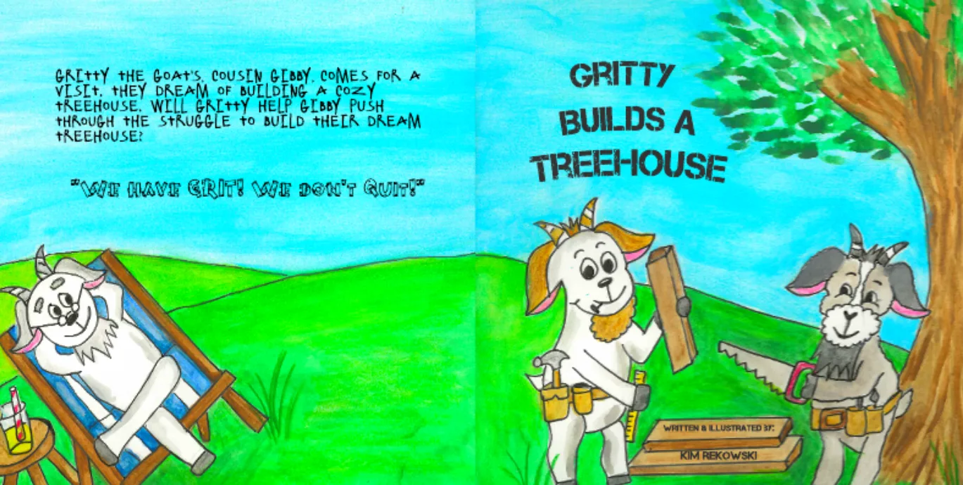 Gritty Builds a Tree House — inside pages, spread 1 of 4